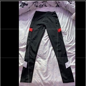 girls leggings, size- S, brand- SHEIN, color- black and red with white